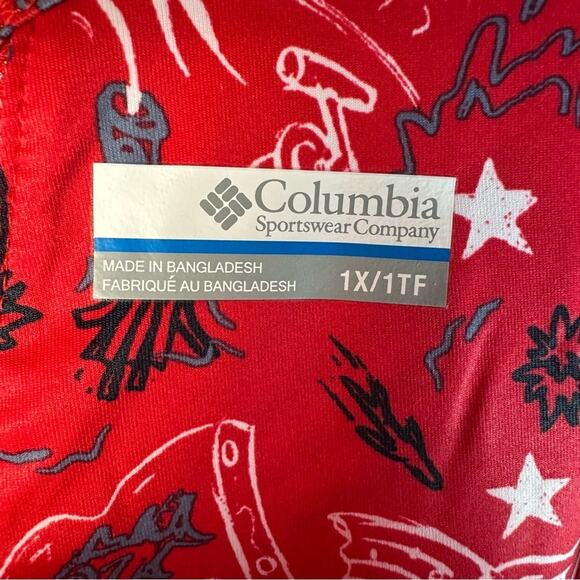 Columbia PFG Midway Bay Red Spark Americana Fish Print Omni-Wick Freeze plus siz - Picture 4 of 11